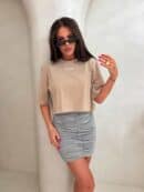 T-shirt pudełkowy ALLO - beżowy T-shirt pudełkowy ALLO - beżowy