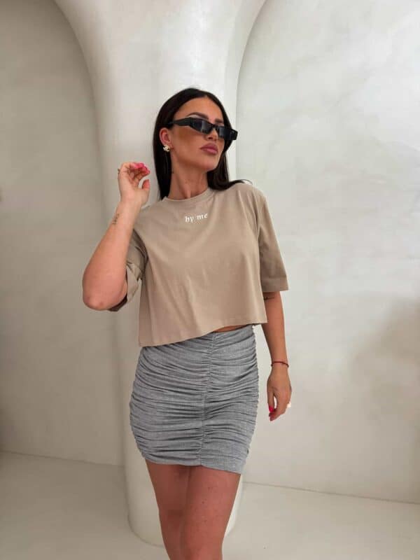 T-shirt pudełkowy ALLO - beżowy T-shirt pudełkowy ALLO - beżowy