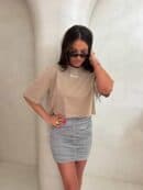 T-shirt pudełkowy ALLO - beżowy T-shirt pudełkowy ALLO - beżowy