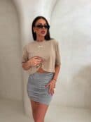 T-shirt pudełkowy ALLO - beżowy T-shirt pudełkowy ALLO - beżowy