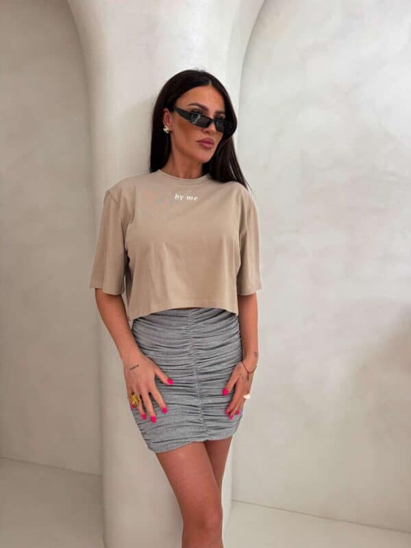 T-shirt pudełkowy ALLO - beżowy T-shirt pudełkowy ALLO - beżowy