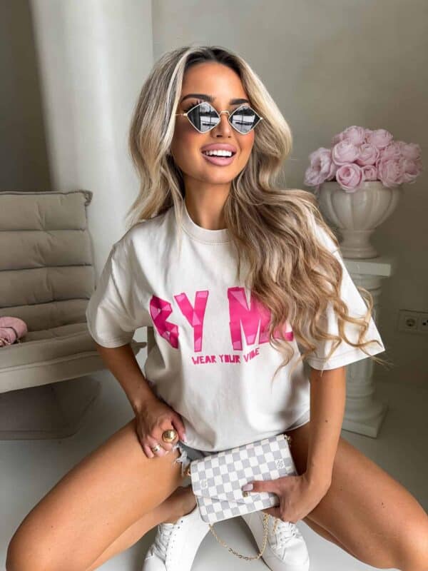 Dekatyzowany t-shirt BALEN - jasny beż Dekatyzowany t-shirt BALEN - jasny beż