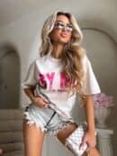 Dekatyzowany t-shirt BALEN - jasny beż Dekatyzowany t-shirt BALEN - jasny beż