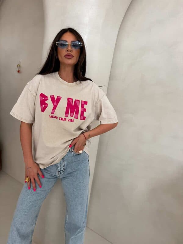 Dekatyzowany t-shirt BALEN - jasny beż Dekatyzowany t-shirt BALEN - jasny beż