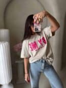 Dekatyzowany t-shirt BALEN - jasny beż Dekatyzowany t-shirt BALEN - jasny beż