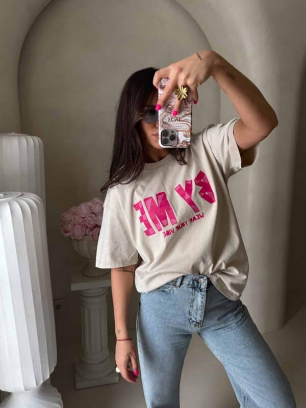 Dekatyzowany t-shirt BALEN - jasny beż Dekatyzowany t-shirt BALEN - jasny beż