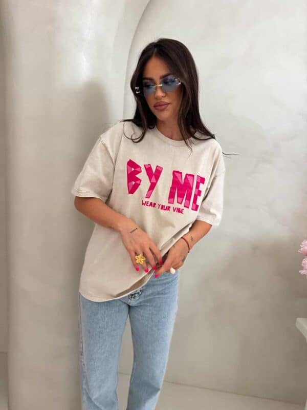 Dekatyzowany t-shirt BALEN - jasny beż Dekatyzowany t-shirt BALEN - jasny beż