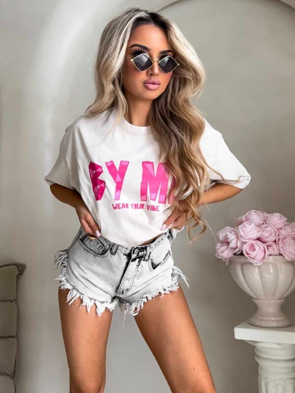 Dekatyzowany t-shirt BALEN - jasny beż Dekatyzowany t-shirt BALEN - jasny beż