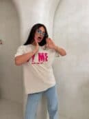 Dekatyzowany t-shirt BALEN - jasny beż Dekatyzowany t-shirt BALEN - jasny beż