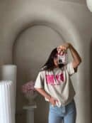 Dekatyzowany t-shirt BALEN - jasny beż Dekatyzowany t-shirt BALEN - jasny beż