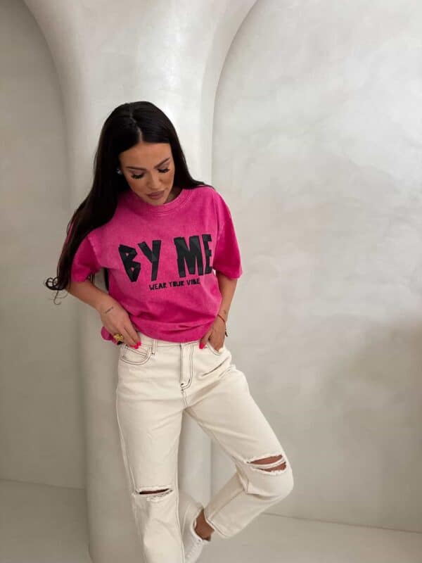 Dekatyzowany t-shirt BALEN - różowy