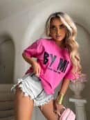 Dekatyzowany t-shirt BALEN - różowy