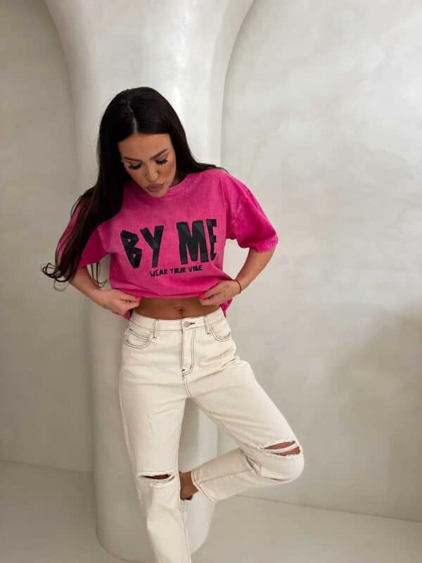 Dekatyzowany t-shirt BALEN - różowy