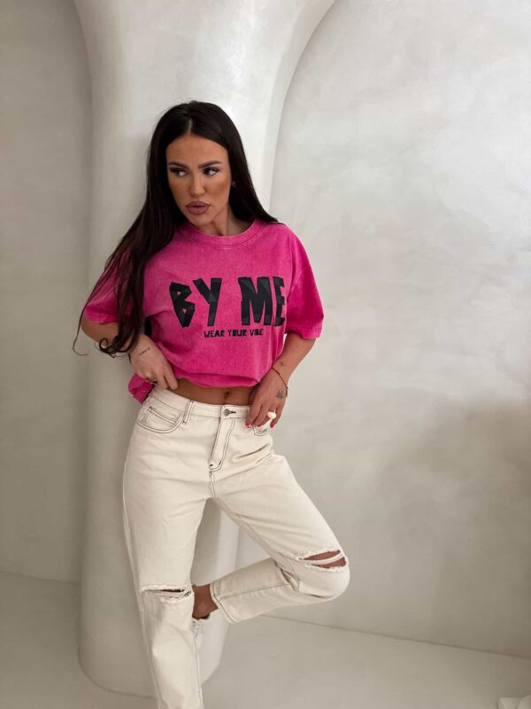 Dekatyzowany t-shirt BALEN - różowy