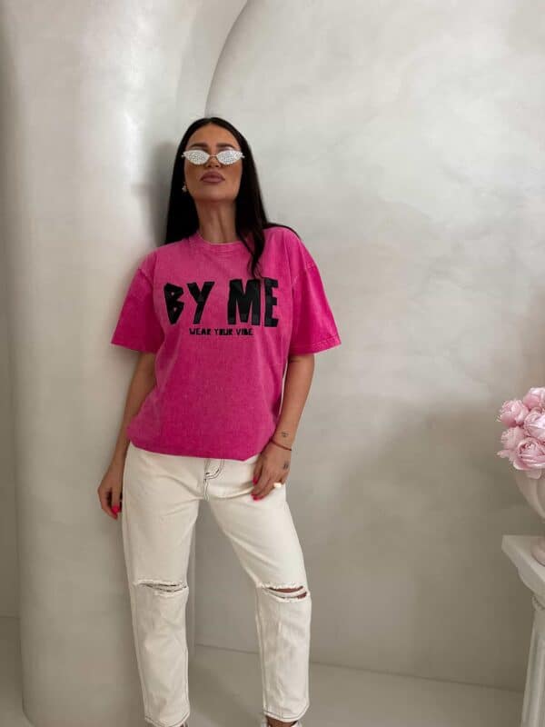 Dekatyzowany t-shirt BALEN - różowy