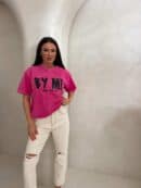 Dekatyzowany t-shirt BALEN - różowy