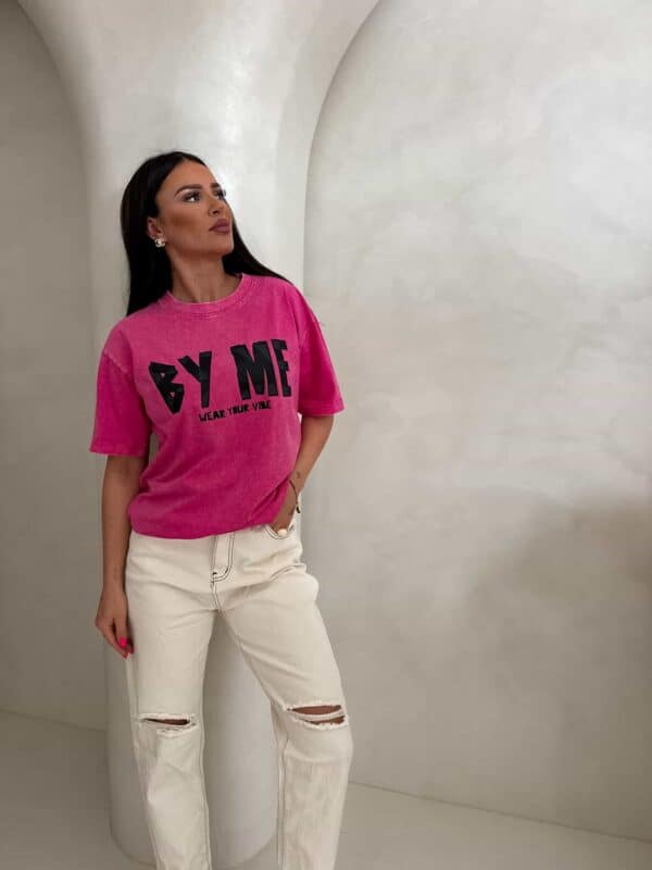 Dekatyzowany t-shirt BALEN - różowy