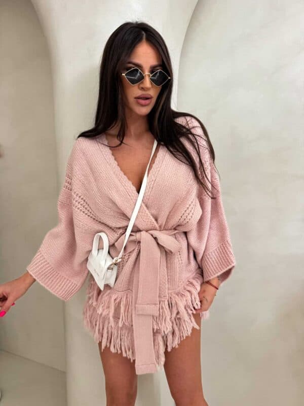 Kardigan ORIANA - pudrowy róż