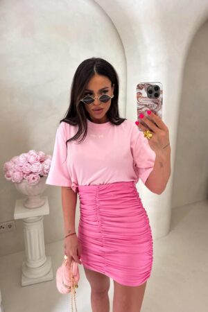 T-shirt pudełkowy ALLO - różowy