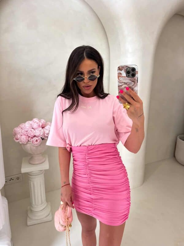 T-shirt pudełkowy ALLO - różowy