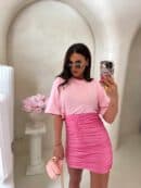 T-shirt pudełkowy ALLO - różowy