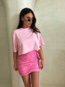 T-shirt pudełkowy ALLO - różowy