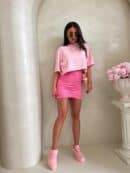 T-shirt pudełkowy ALLO - różowy