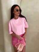 T-shirt pudełkowy ALLO - różowy