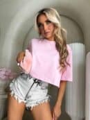 T-shirt pudełkowy ALLO - różowy