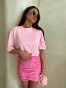 T-shirt pudełkowy ALLO - różowy