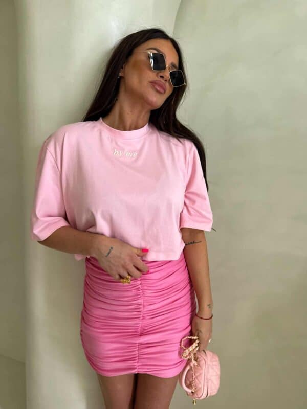 T-shirt pudełkowy ALLO - różowy