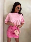 T-shirt pudełkowy ALLO - różowy