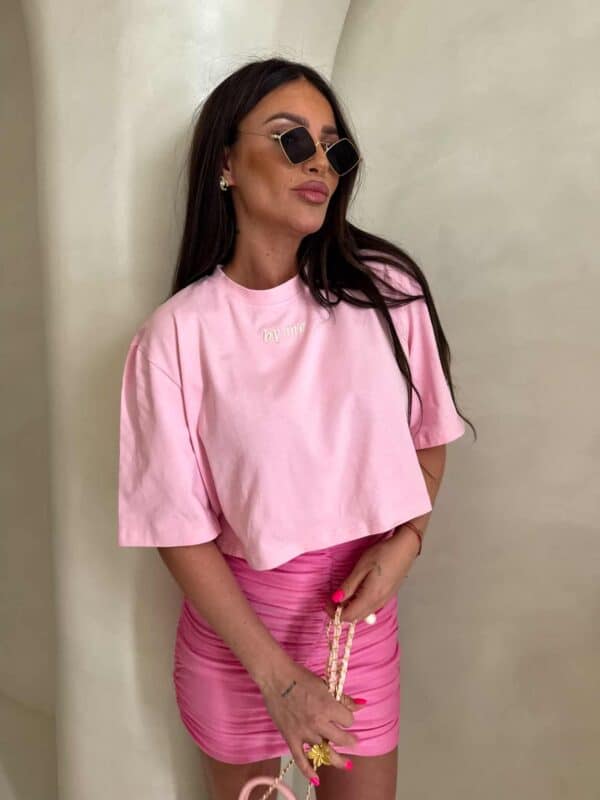 T-shirt pudełkowy ALLO - różowy