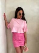 T-shirt pudełkowy ALLO - różowy