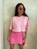 T-shirt pudełkowy ALLO - różowy