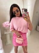 T-shirt pudełkowy ALLO - różowy