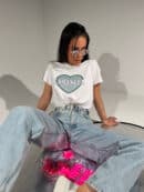 Tshirt LOVERS biały/szałwia