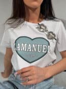 Tshirt LOVERS biały/szałwia