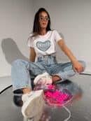 Tshirt LOVERS biały/szałwia