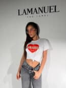 Tshirt LOVERS biały/koral