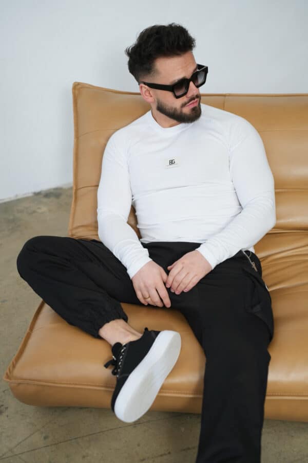 T-Shirt longsleeve męski BG Doom | biały T-Shirt longsleeve męski BG Doom | biały