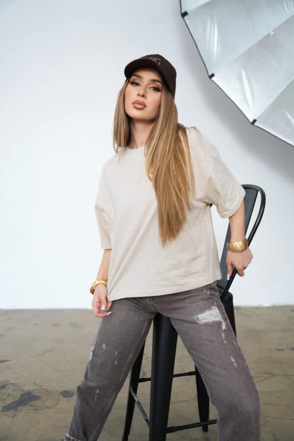 T-Shirt damski BG Ocean | beż melanż