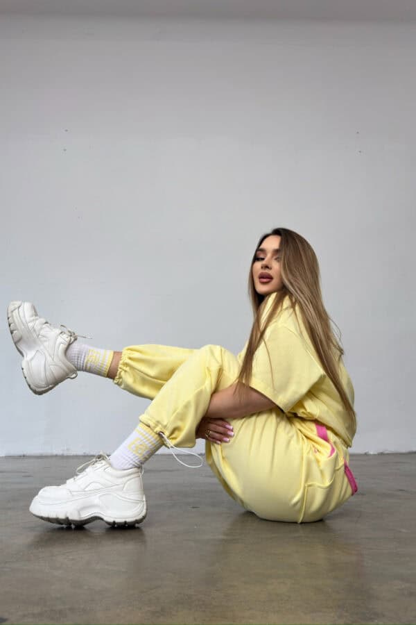 Skarpety BG Frappe | biały - bananowy