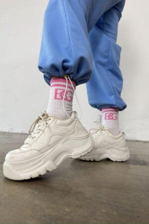 Skarpety BG Frappe | biały - róż barbie