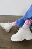 Skarpety BG Frappe | biały - róż barbie