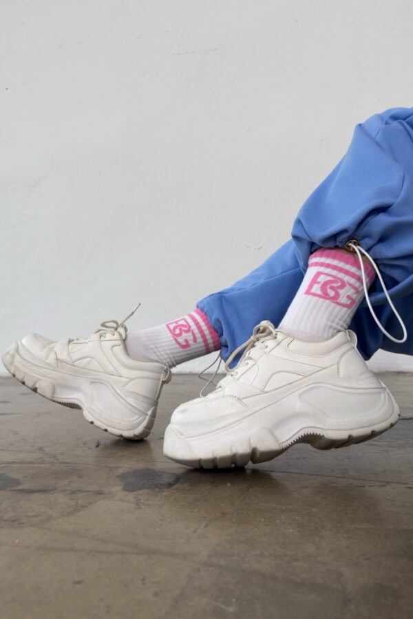 Skarpety BG Frappe | biały - róż barbie