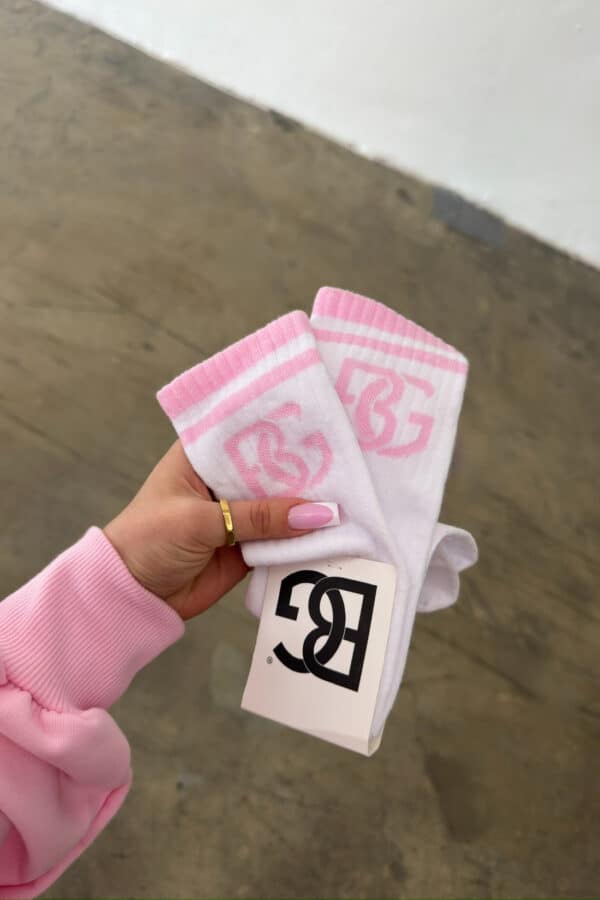 Skarpety BG Frappe | biały - róż jasny