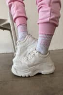 Skarpety BG Frappe | biały - róż jasny