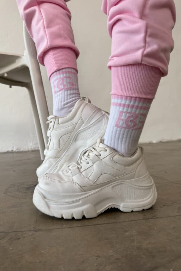 Skarpety BG Frappe | biały - róż jasny