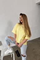 T-Shirt damski BG Ocean | bananowy T-Shirt damski BG Ocean | bananowy